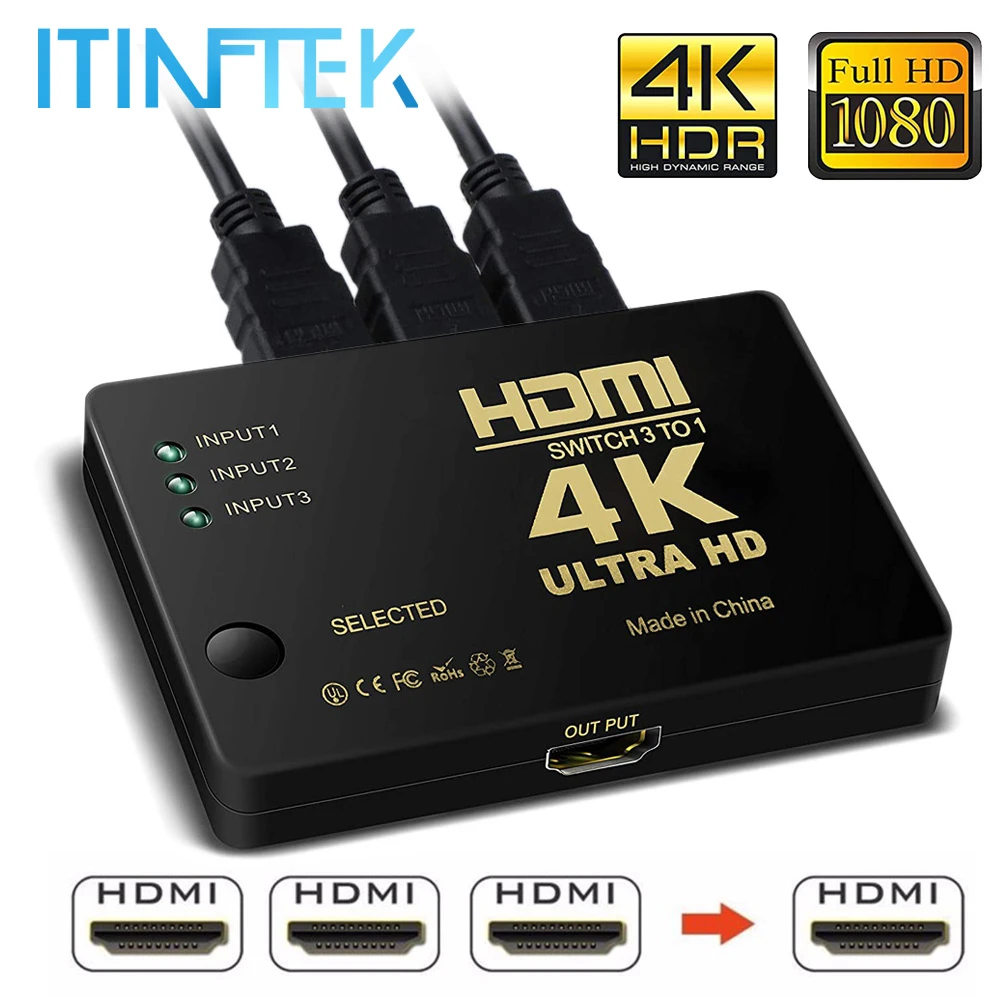 4k 2k 3x1 Hdmi Cable Splitter Hd 1080p Video Switcher Adapter 3 Input 1 Output Port Hdmi Hub For Xbox Dvd Hdtv Pc Laptop Tv Audio Video Cables Aliexpress