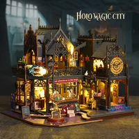 DIY Wooden Miniature Model Kit Flower Magic City Casa 3D Puzzle Dollhouse With Furniture Lights Home Decor for Friends Gifts 2