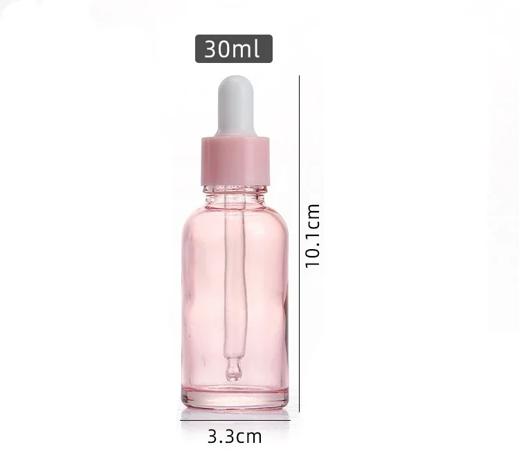 10/20pcs 30ml 화장품 디스펜스 병 30ml 핑크 빈 에센셜 오일 유리 Dropper 에센스 병 피펫 Dropper 병