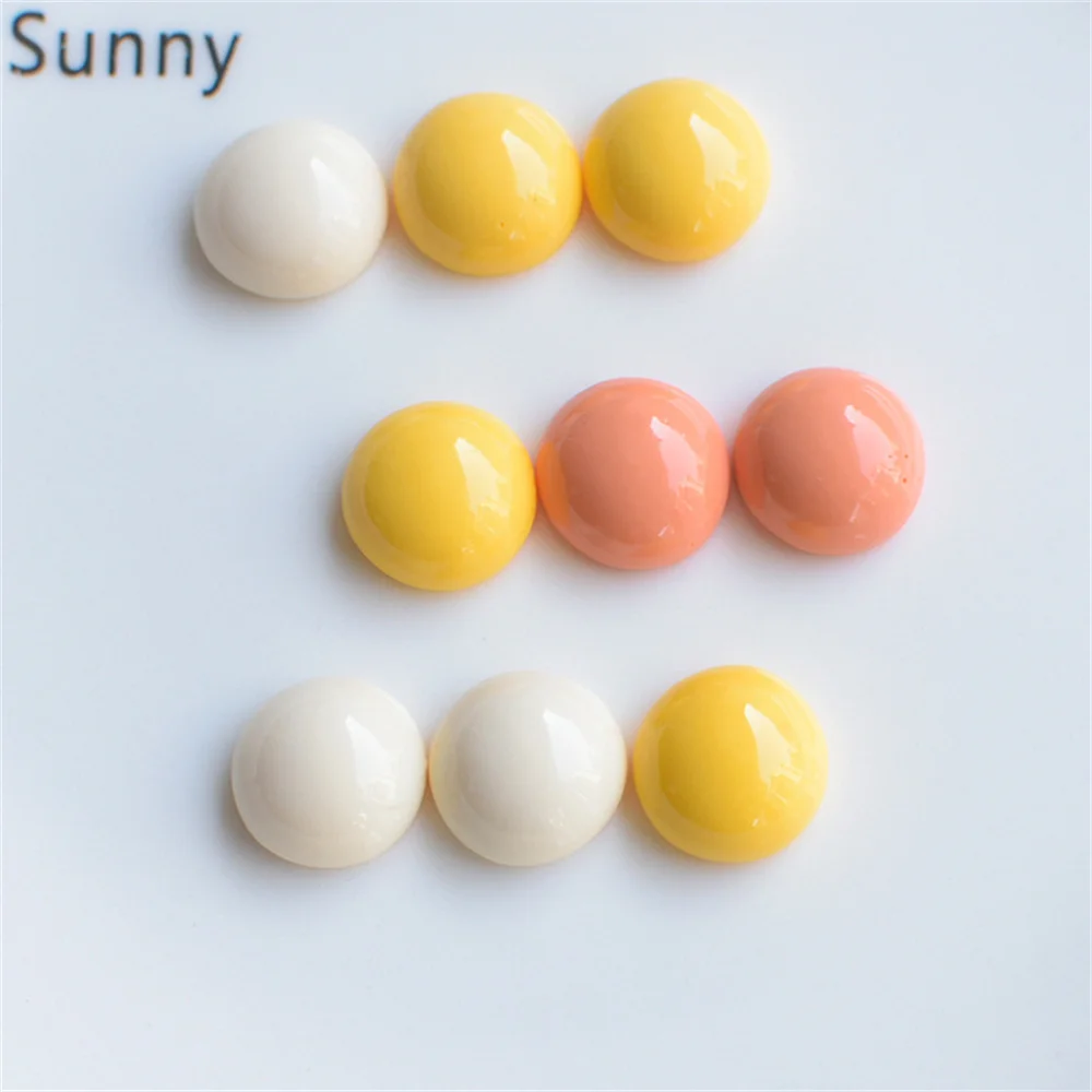 WFFNNKC 30-50Pcs 다채로운 라운드 하프 알약 DIY 플랫 백 수지 카보 숑 의류 헤어 액세서리 귀걸이 쥬얼리 공예 용품 만들기