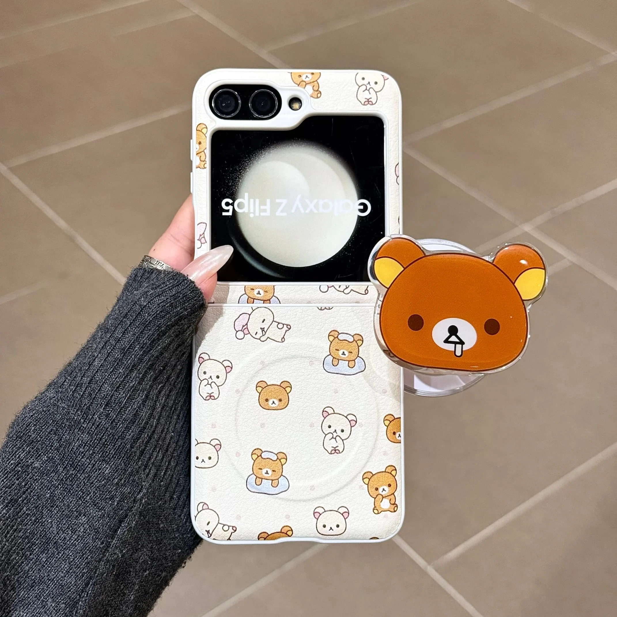 Adorable Rilakkuma Magnetic Phone Case with Magsafe Stand and Chain