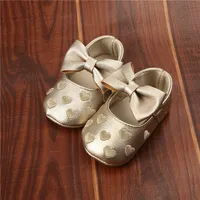 0-18months Infant Girls Shoes Love Heart Printed  Bowknot Shoes Soft Sole Crib Shoes For Baby Girls 1