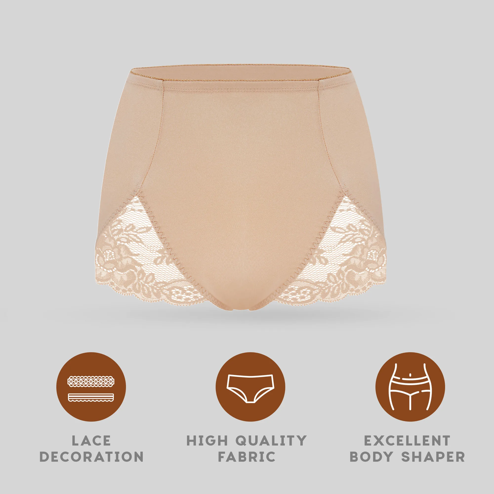 VANEVER Women's Light Control Briefs, Plus Size Sexy Lace Shapewear Female Panties, High Waist Body Shaper Underwear & Lingerie