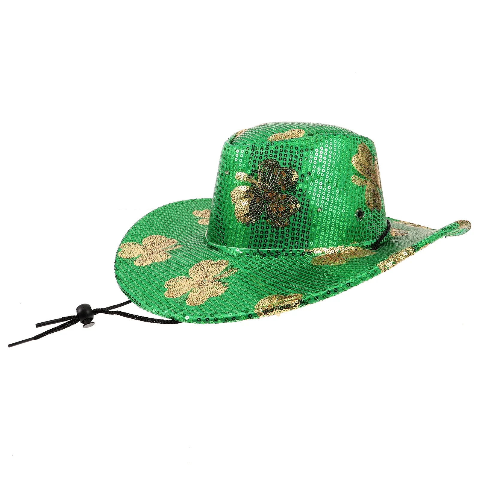 

Stylish Glitter Hat Ireland Style St Patrick's Day Hat Stage Performance Cowgirl Hat with Light