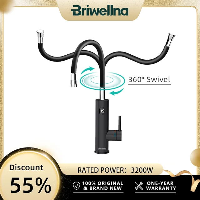 Briwellna chauffe-eau électrique 220V 2 en 1 robinet de cuisine chauffe-eau sans réservoir robinet en acier avec bec universel robinet électrique 1