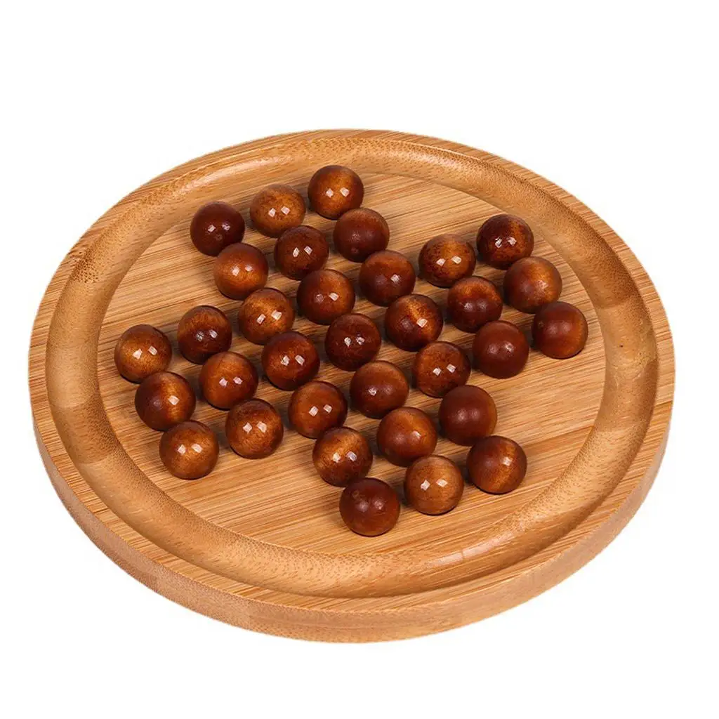 Wooden Wood Peg Solitaire Board Game Tabletop Living Room Office Decor 6