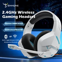 BINNUNE Wireless Gaming Headset with 2.4GHz for PS5,PS4,Switch,FPS Gamers Bluetooth 5.3 Gaming Headsets with Noise Canceling Mic