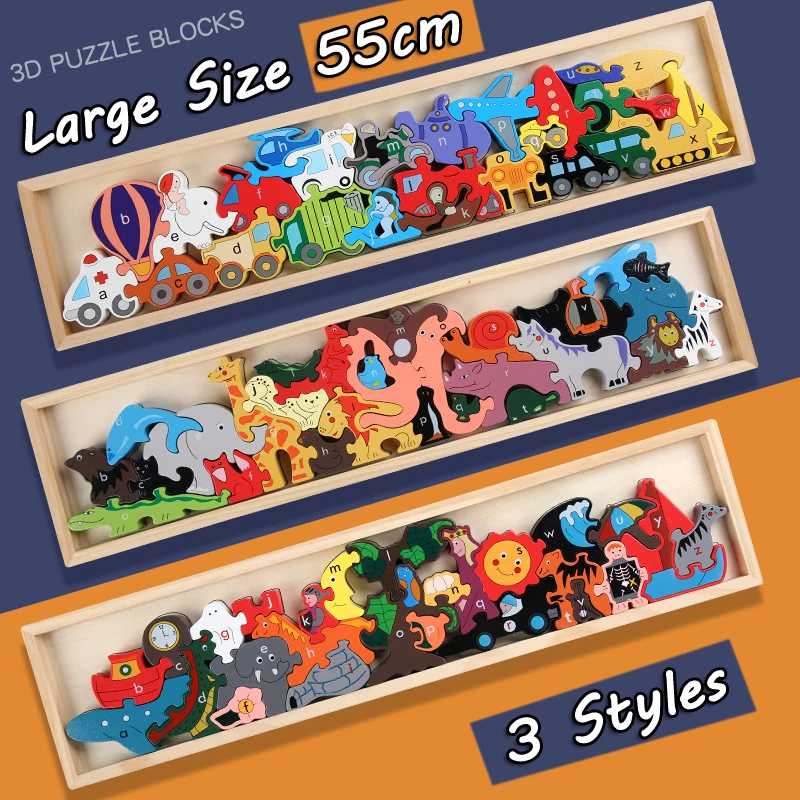 Wooden Animal Blocks Montessori Toys for Kids