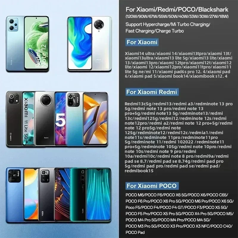 ل Xiaomi الأصلي 120 واط 90 واط 67 واط 6A USB نوع C سريع توربو كابل شحن Mi 15S برو 14 13 12 Redmi ملاحظة 14 13 12 Poco X7 Pro F6 6