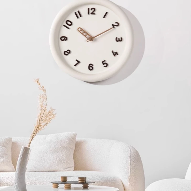 Modern cream style living room wall clock decoration simple and silent