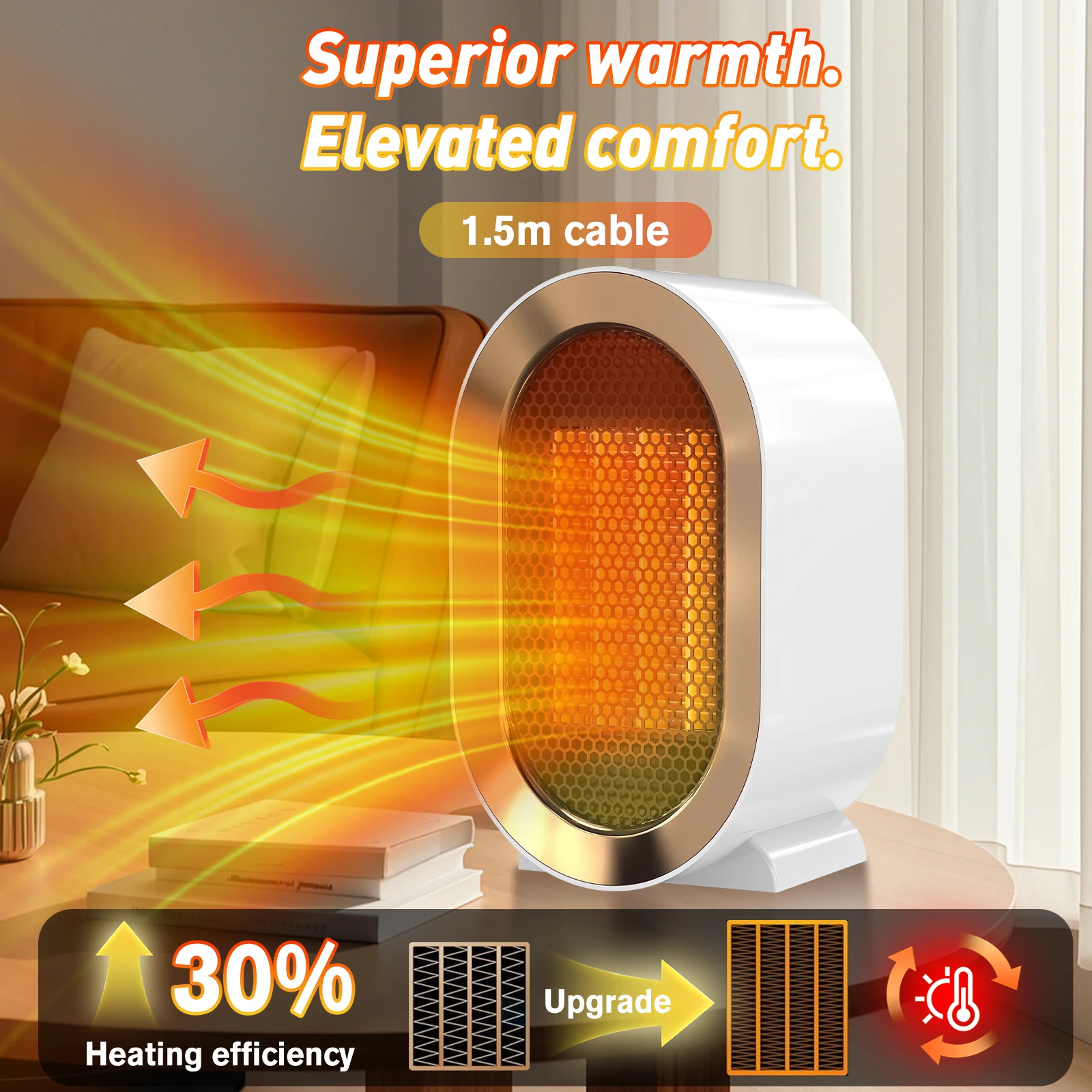 Portable Electric Heater Fast Heating Overheat Tip-Over Protection Desktop Hand Warmer Warm Air Blower Mini Fan Heater