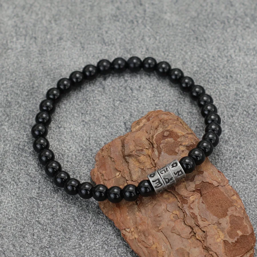Black Onyx Stone Men Bracelet Viking Accessories
