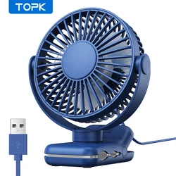 Compact Portable Clip Fan, USB Desk Fan with 3 Speed Options, 720° Rotation, Ultra - Quiet (Blue)