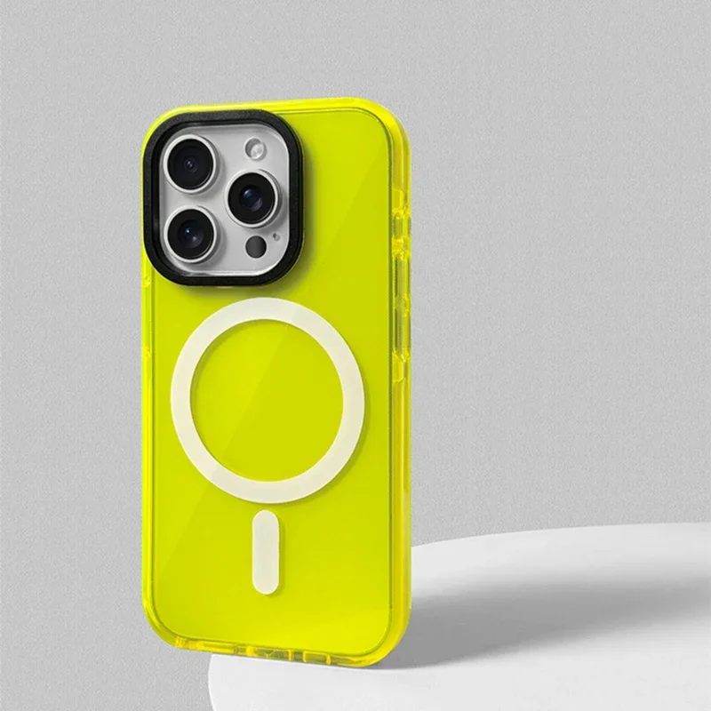 Neon Crystal Clear Magnetic Phone Case with Wireless Charging Compatibility
