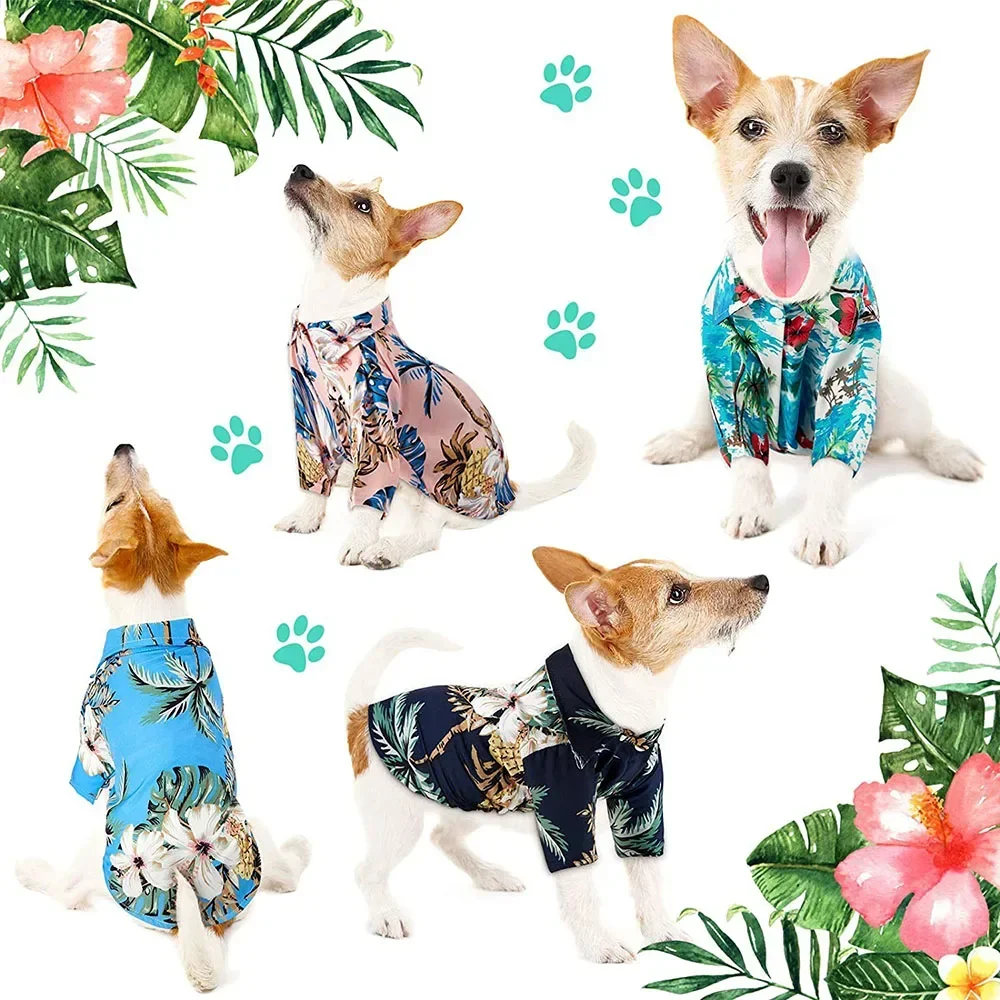 Pet Dog Shirt Designer Hawaiian Polo T-Shirt for Small Medium Pet Boys Girls Dog Summer Clothes
