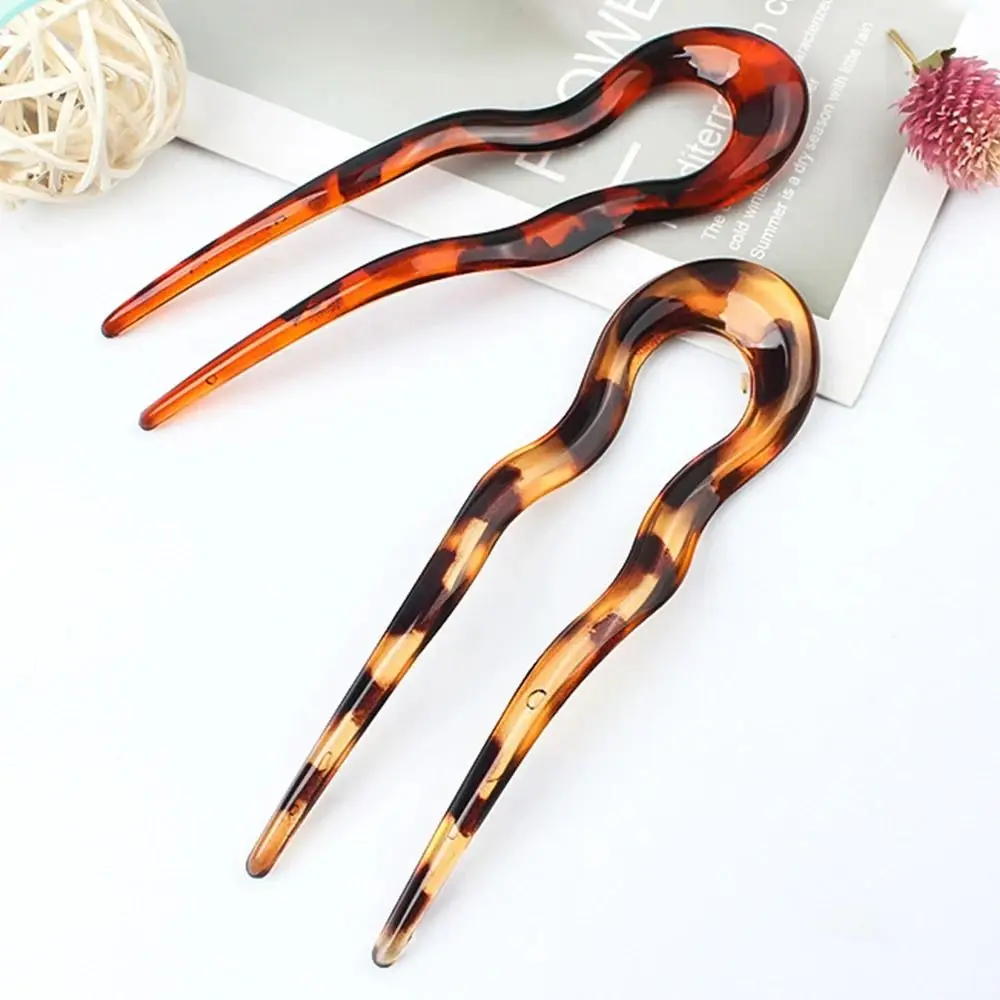 Modische U-förmige Haargabel aus Acetat mit Schildpattmuster, geometrisches Design, Haarstyling-Tools für Frauen und Mädchen – Detail 8