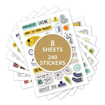 240 pezzi/8 fogli adesivi per etichette con marchio per pianificatore - decalcomanie graffiti fai da te per diari, scrapbooking e registrazione fatta a manoYourLife Store