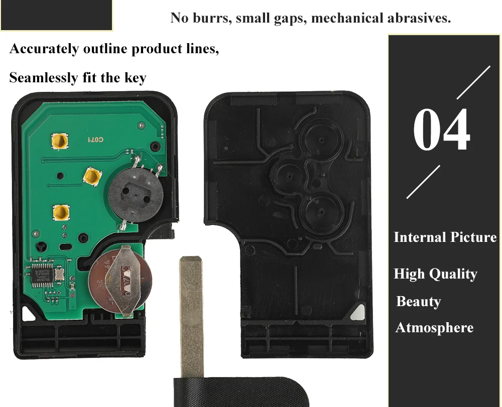 Jingyuqin 5 Stück 3 Tasten 433 MHz ID46 PCF7947 Chip & Insert Small Blade Remote Smart Key Card für Renault Megane Scenic Grand – Detail 7