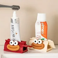 [การยกเว้นยอดนิยม] เครื่องจ่ายยาสีฟันเปิดง่าย - ดีไซน์ปากใหญ่น่ารัก อุปกรณ์ห้องน้ําแบบแมนนวลสําหรับ 1