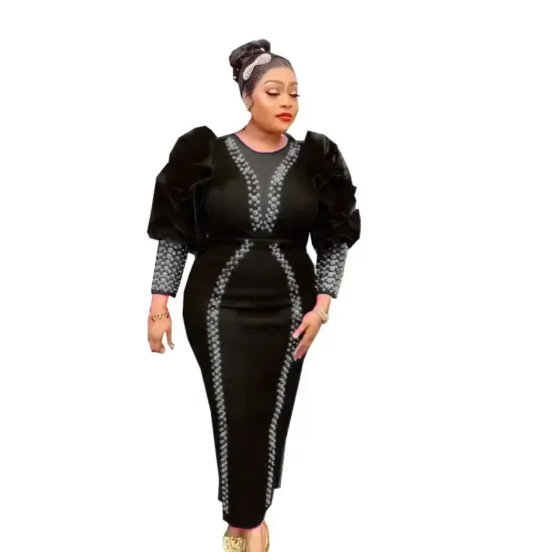 2025 African Dresses For Women Diamonds Femme Dashiki Abaya Maxi Dress Africa Clothes Dashiki Ankara Embroidered Flares Dresses 6
