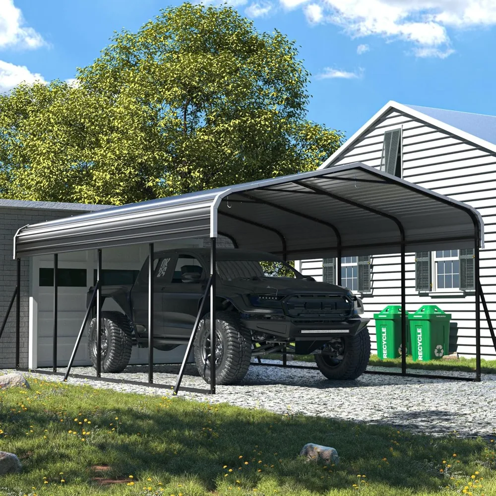Description Picture 2 of itemGarages, Canopies & Carports Update The Framework Structure with Galvanized Steel Roof and Reinforced Base, Metal Carport Garage