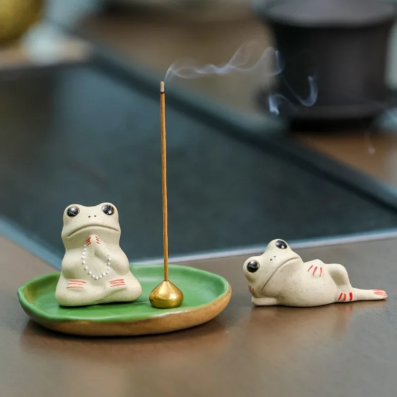 Cute Frog Incense Burner Frogs Tea Pets Ornaments Zen Home Tea