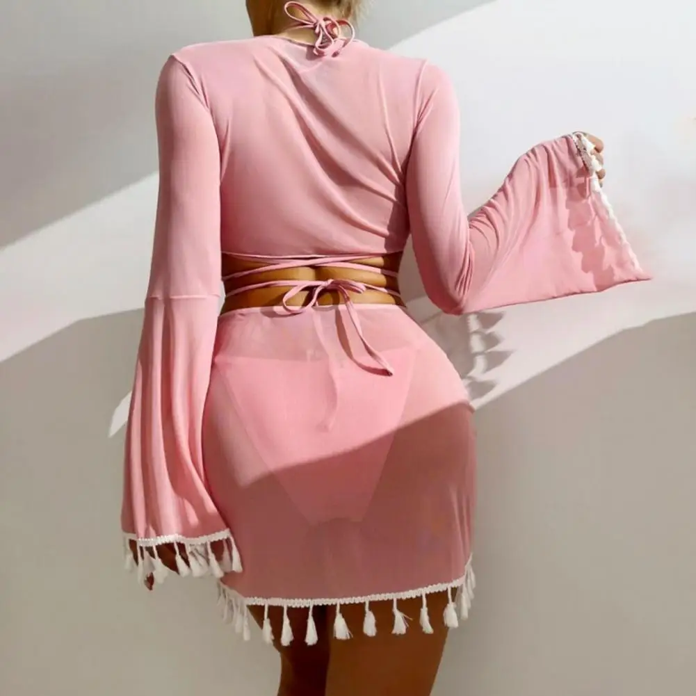 

4 шт./комплект, женский купальный костюм с юбкой и шнуровкой