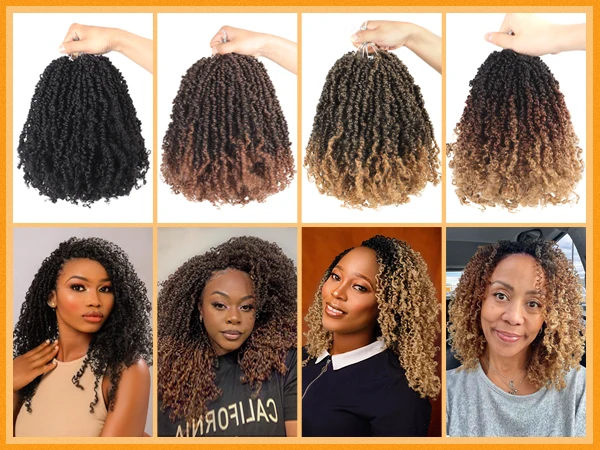 Yanky Twist Crochet Hair Fluffy Spring Mini Twist Passion Twist,Ombre Brown Pre-Looped Crochet Braids Braiding Hair 6