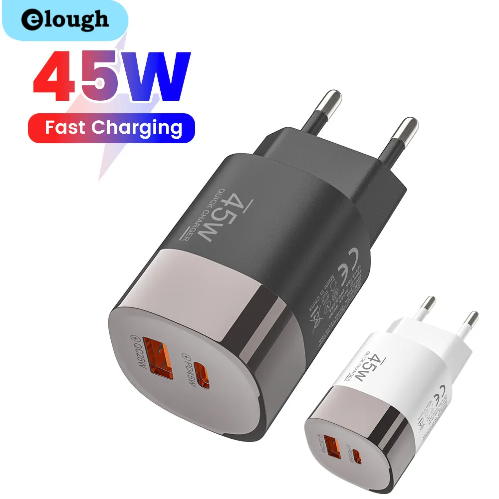 Caricatore USB 45W Ricarica Rapida Tipo C per iPhone 17 16 15 Samsung Galaxy S25 S24 Xiaomi Adattatore PD