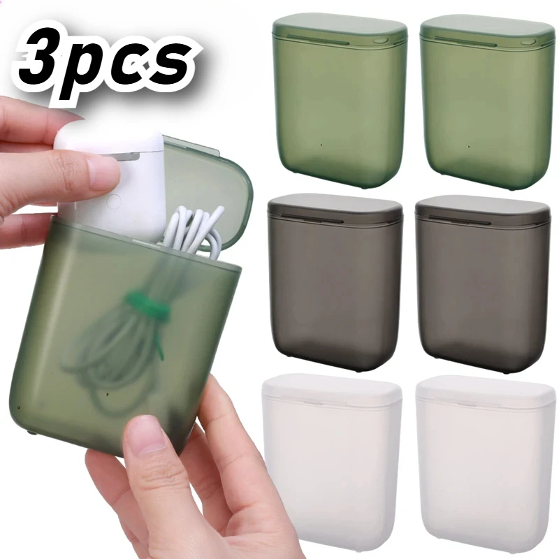 Portable Mobile Phone Data Cable Headphone Charger Storage Box Transparent Belt Cover Jewelry Miscellaneous Storage Organizer storage box self adhesive storage box transparent storage box