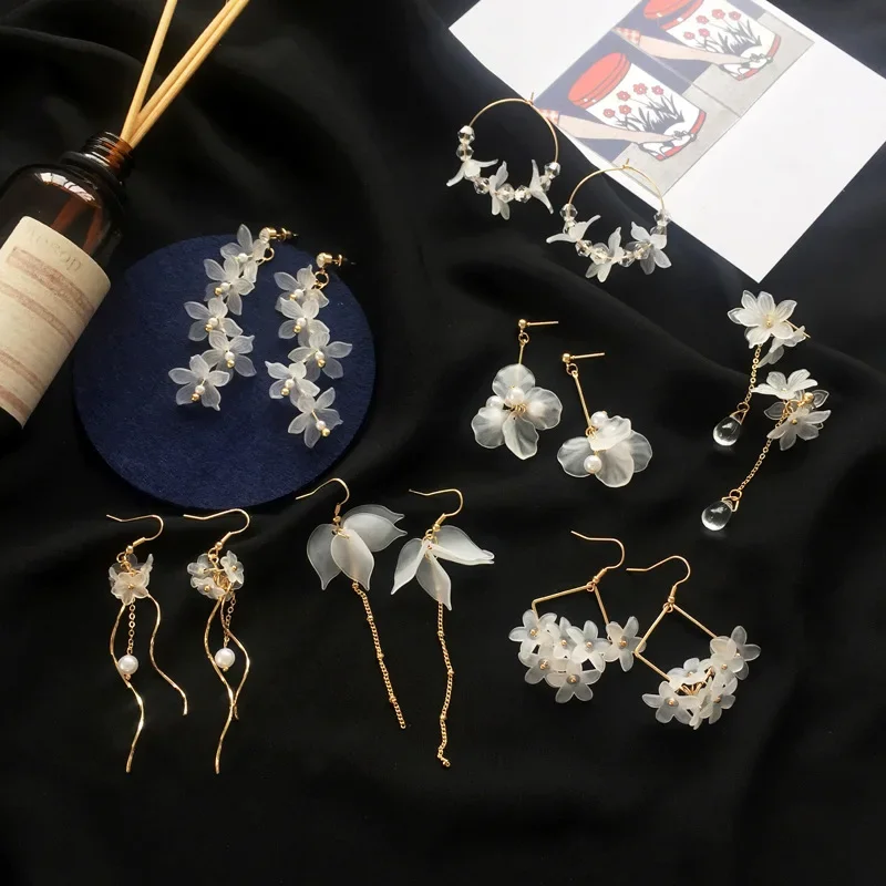 Dangle earrings drop earrings flower earrings long earrings crystal earrings New flower handmade bohemia boho earrings women fashion long hanging earrings crystal female wedding earings party jewelry