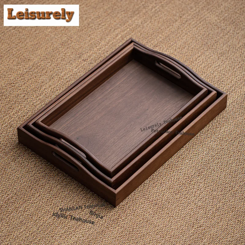 Walnut Double-ear Tea Tray Japanese Cuisine Table Coffee Storage Board Coffeeware Teaware Dishes For Serving Chinese Tea Set