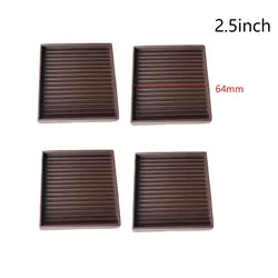 Set of 4 Non - Slip Rubber Furniture Pads and Caster Cups (Brown - 2.5inch - Square)