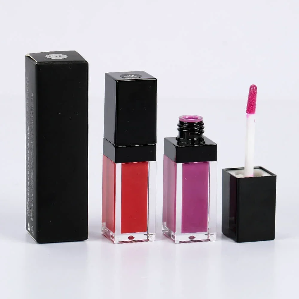 

Custom 24g Square Clear Tube Liquid Lipstick Long Lasting Portable Easy To Wear Polychrome for Choose Bulk Makeup Private Label
