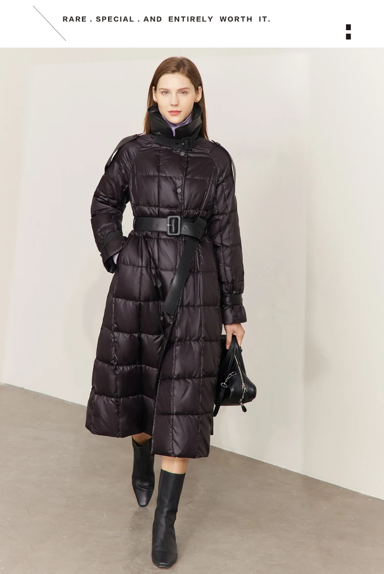 AMII Minimalism Down Jacket Women 2022 Winter New Commuter Fashion Belt Design Solid Warm Antistatic Long Clothing Tops 12241180