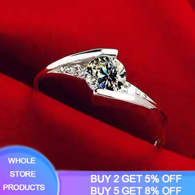 Fade Luxury Original Rings For Women Engagement Gift Proposal Jewelry Bride Wedding Bands Allergy Free (Sent Earrings)