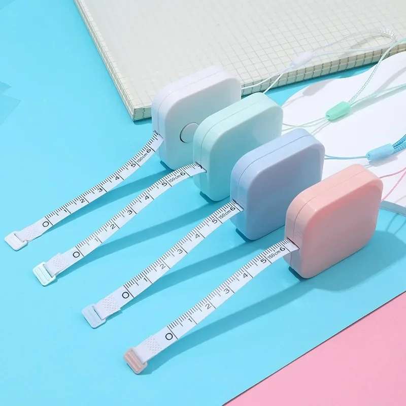 Tape Measure 1.5m Mini Tape Measures Metric Imperial Macaron Ruler Children Height Ruler with Keychain Gift Tape Measure Compact Carry Around