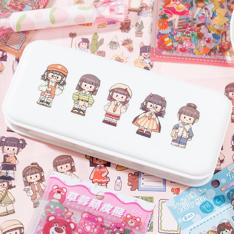 6sheets/lot Cartoon Girls Sticker Pack Cute Kawaii Stickers Set DIY Material Waterproof PVC Decorative Decals Phone Diary Kids