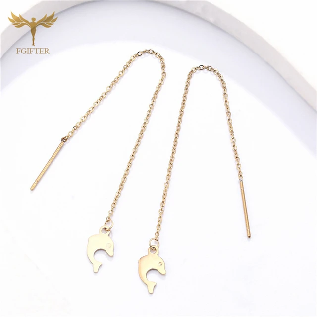 1pair Stainless Steel Women's Long Chain & Tassel Earrings, Ins Style For  Date | SHEIN