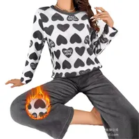 Thick and Warm Winter Flannel Sleepwear Soft Long Sleeved Pants Women's Pyjamas Set Heart-Shaped Pattern Student Nightwear - Image 6