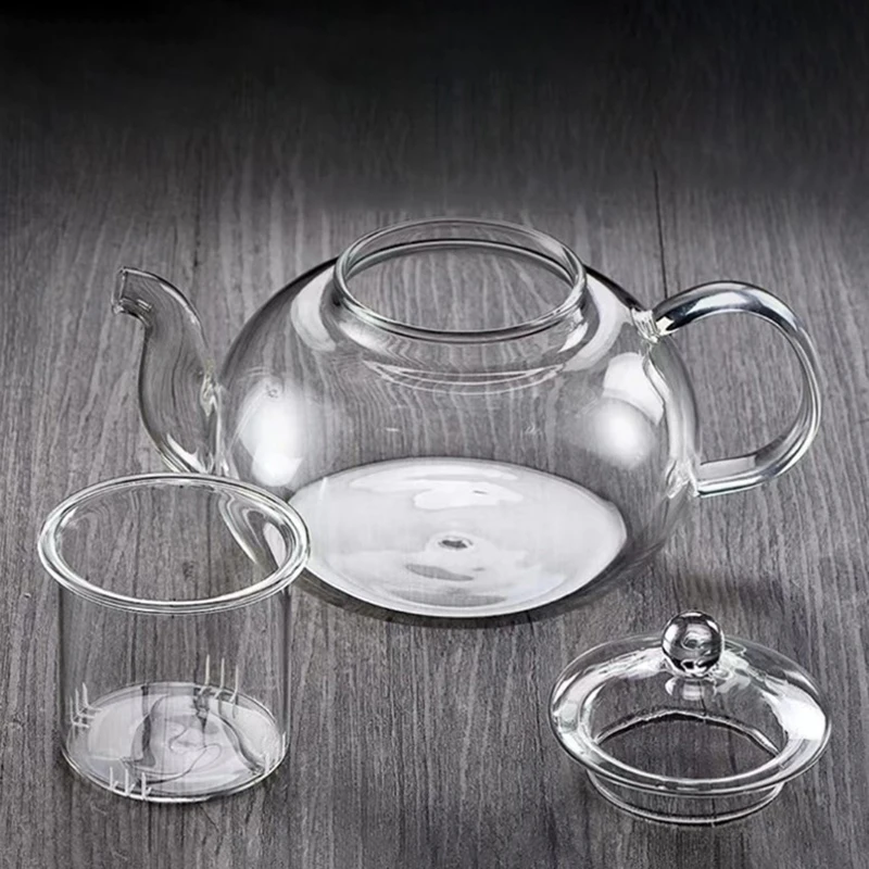 Heat Resistant Glass Tea Pot,Glass Teapot With Infuser Tea Leaf Herbal Coffee Pot Tea Set Practical Bottle Flower TeaCup