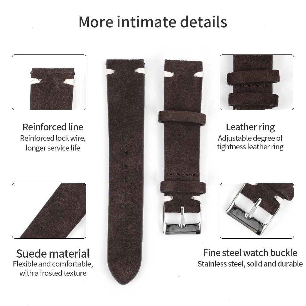 Dark Brown Leather Strap - Adjustable (20mm)