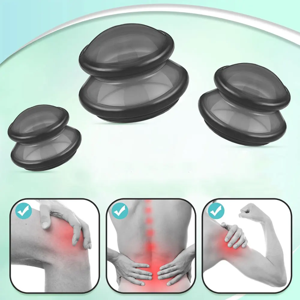 4Pcs Silicone Vacuum Cupping Set Massage Body Cups Back Gua Sha Ventosas Suction Cup Anti-Cellulite Skin Lift Physiotherapy Jars 2