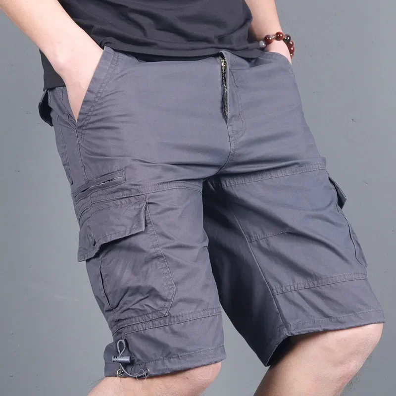 

5XL Plus Size Men Outdoor Sports Cotton Loose Beach Short Trouser Summer Climbing Sports Multi-pocket Straight Cargo Shorts