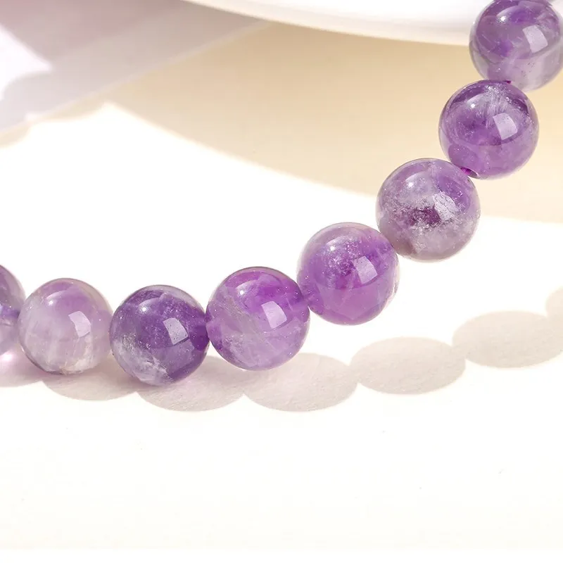 JD Natural Dream Lace Amethyst Stone Beaded Bracelets Women Purple Crystal Quartz