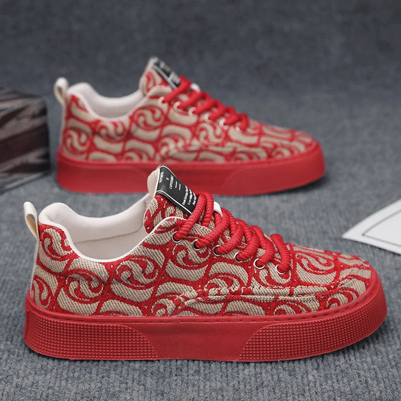 2024 Designer Men's Shoes Trendy Printed Chunky Sneakers New Soft Sole Embroidered Canvas Shoes Men Casual Shoe Tenis Masculino 4