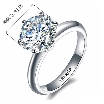 Eternal Radiance: 18K White Gold Color Solitaire Ring with 2 Carat Zirconia Diamant 3