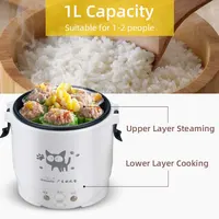 1.0L Mini Rice Cooker,Electric Multicooker Electric Pot,Car Mounted Household 12V 24V 220V EU 2