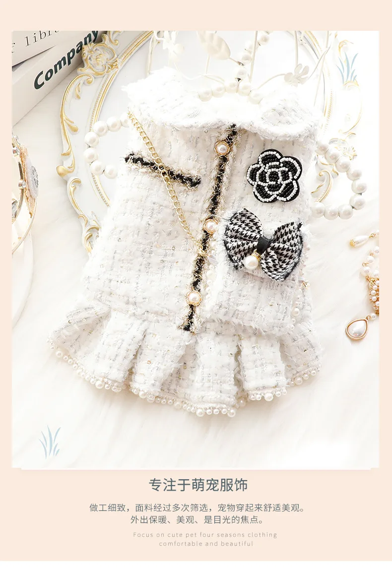 Description Picture 2 of itemIns New Winter Dog Clothes Cat Princess Dress Backpack Pink Luxury Fashion Design Dog Thickened Skirt Dog Christmas Clothes