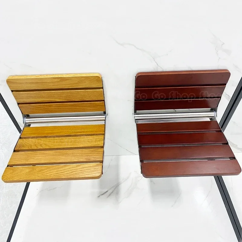 Wall Mounted Shower Seats Bathroom Folding Chair Shower Seat Stool Child Bath Stool Wooden Footstool for Bathing Saving Space 5